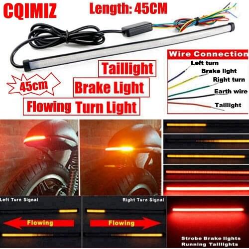 450mm LED Motorcycle Universal Sequential Switchback Flowing Taillight Turn Signal Brake Light Lamp Strips