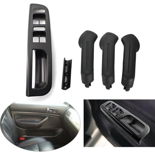 5pcs RHD Black Interior Door Grab Handle Cover Switch Bezel Trim For VW Golf 4 MK4