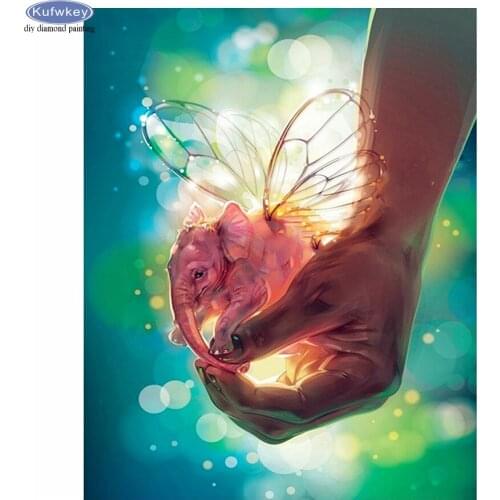 5D Diamond Painting Elephant in Hand Full Drill Square Diamond Mosaic Sale DIY Diamond Embroidery Cross Stitch Rhinestone Decor