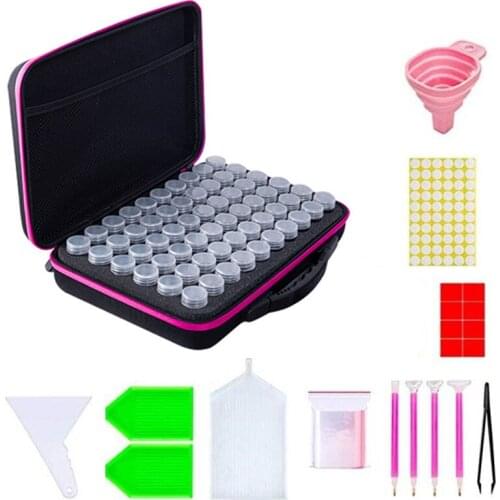6 Sets Portable Diamond Painting Tools Accessories Storage Containers Shockproof Carry Case with Clay 60 Bottles Wholesale K1