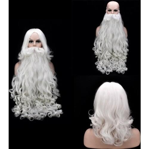 60/80cm Christmas Santa Claus Beard Wig False Beard Wig Role Plays Skin-friendly Wearing High Temp Fiber Beard