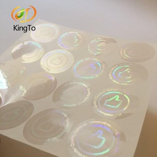 Anti-counterfeiting transparent round overlay hologram sticker with custom logo