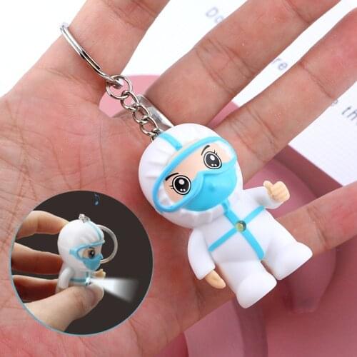 LED Luminous Vocal Nurse Keychain Cartoon Nurse Day Gift White Angel Souvenir Men Women Bag Jewelry Key Chain Pendant Creative