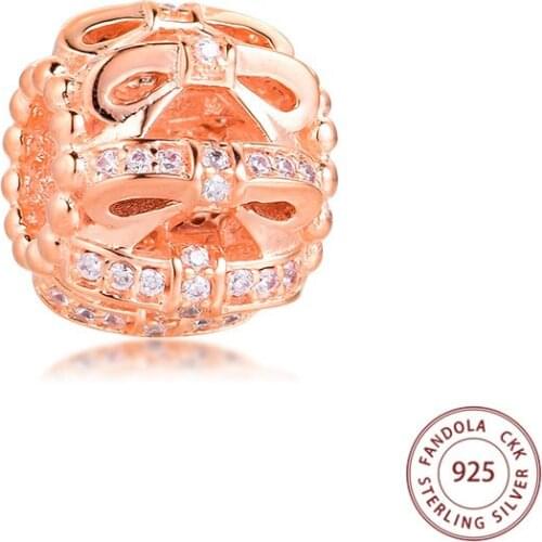 CKK Fit Pandora Bracelet 925 Sterling Silver Rose Shimmering Sentiments Charms Beads for Women Fashion Jewelry Making Kralen