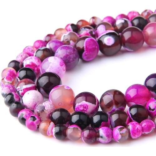 Natural Stone Rose Pink Fire Agates Beads4 6 8 10 12mm ROund Loose Spacer Beads for DIY Jewelry Making Bracelet Necklace