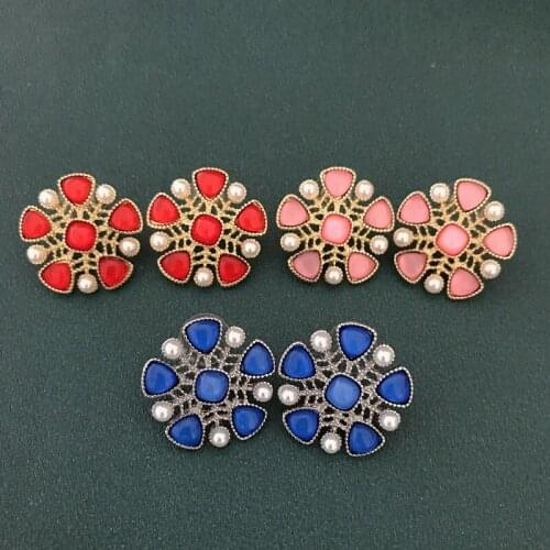 Flower Imitation Pearls Snowflake Earrings Piercing Stud Christmas Gifts Jewelry Delicate