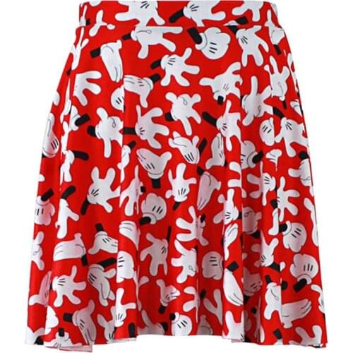 Disney Mickey Mouse palm print skirt fashion pleated skirt new ladies plus size skirts for women 3xl 4xl