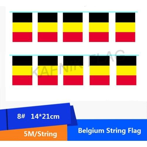 KAFNIK,5 meters 20 faces 14*21CM Belgium String Flag Banner Bar For Party Decoration/World Event Carnival Decor