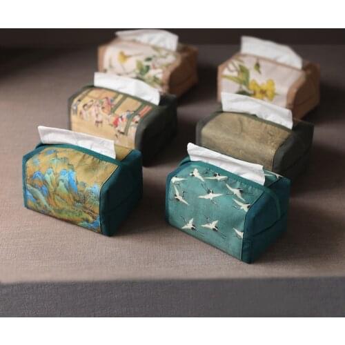 Chinese tea ceremony ancient canvas art paper towel cover cotton pumping paper bag paper towel bag pumping box