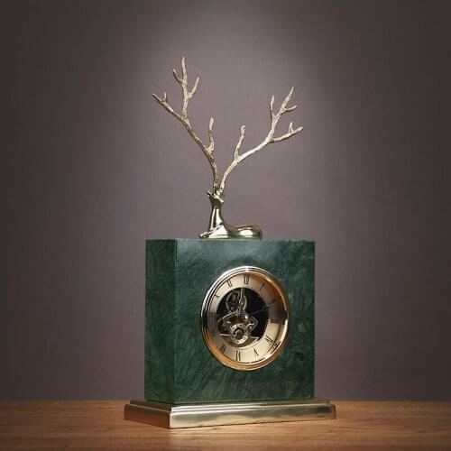 Creative Copper Clock with Deer Living Room TV Cabinet Desk Decoration Creative Desk Clock Ornaments Deer Clock Best Gif