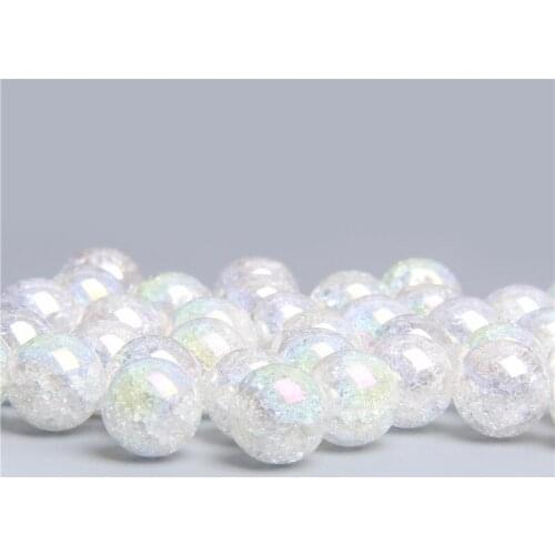 Natural White Cracked Crystal Shape Glass Round Loose Stone Beads For Jewelry Making 15 " 6/8/10/12 mm DIY Bracelet Necklace