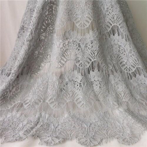 Handmade Scalloped French Eyelash Lace Fabric 1 Yard For Wedding Dress Accessories Wine Red Gray Pink