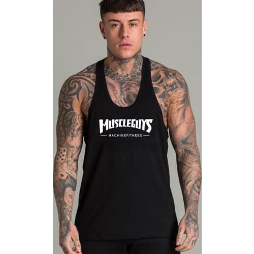 Muscleguys Brand Bodybuilding Stringer Tank Top Men Gyms Clothing Fitness Sleeveless Shirt Workout Tanktop Cotton Muscle Vest