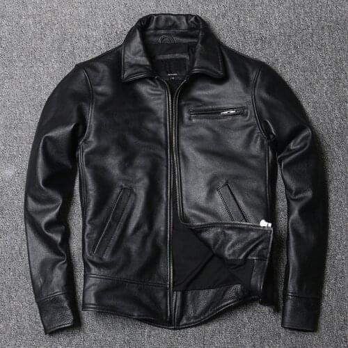 Free shipping.Men Cool slim rider leather jacket.brand new cheap black outdoor cowhide coat.fashion quality plus size clothes