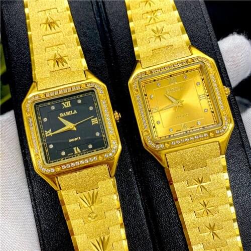 2021 new watch 24K gold men watch Square big dial European retro carved gold watch diamonds crystal lady watches technology