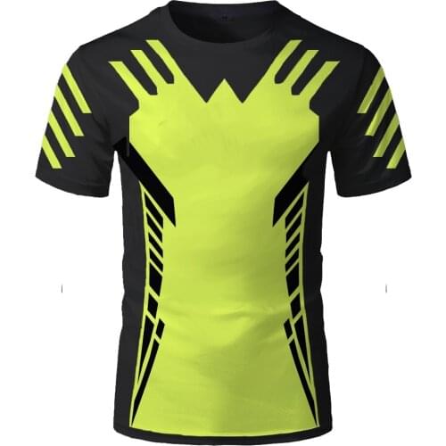 2021 New Summer 3d Digital Printing Stripe Multicolored Round Neck Breathable Cycling Quick-drying Casual Fashion T-shirt Top