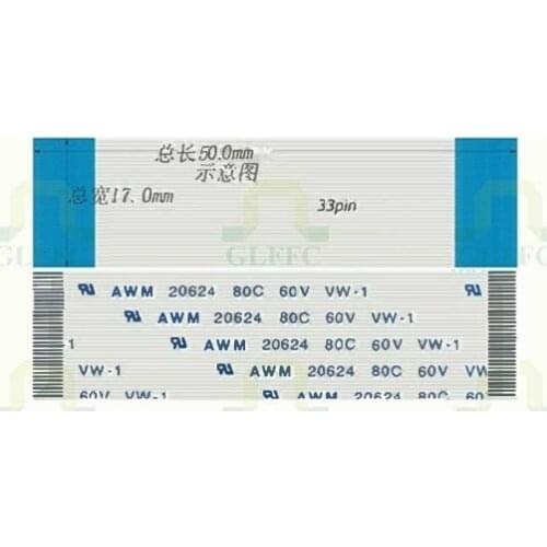 WZSM Brand new 100Pcs FFC FPC Flexible Cable 0.5mm Pitch 33 Pins 50mm Length Forward Ribbon Cable AWM 20624 80C 60V VW-1