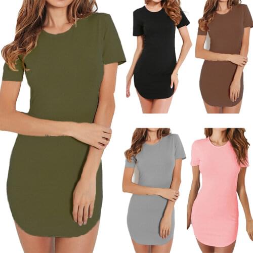 ONCE Solid Sexy Women Summer Dress Bandage Bodycon Evening Party Club Short Mini Dress 2020 Fashion Women Clothes