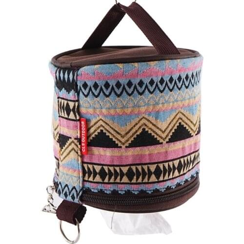 Outdoor Camping National Style Folding Toilet Paper Tissue Case Holder Portable Travel Napkin Storage Bag Durable Box