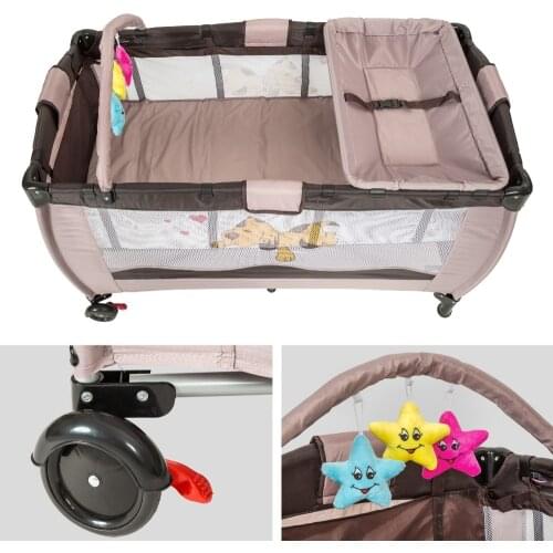 Baby Travel Bed Portable Folding BeigeBaby Play Bed Playard Pack Play Play Baby Baby Crib Bassinet International Ship HWC