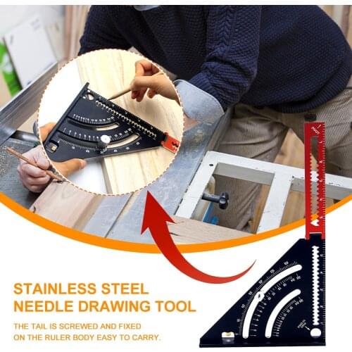Durable Triangle Square Ruler With Base Goniometer Tool Extendable Folding Woodworking Multifunctional 6 Inch Layout Measurement