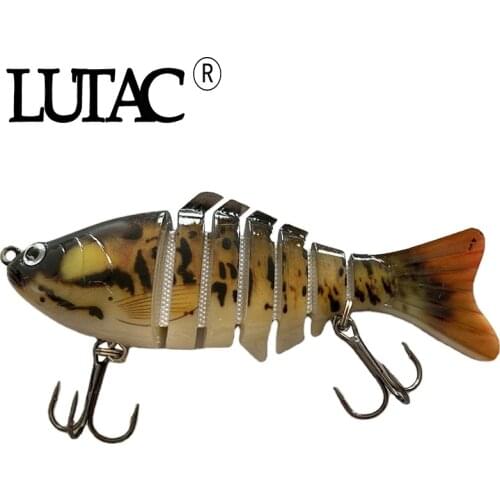 LUTAC Seabass Fishing Lures 10cm 15.5g LJ01C ABS Hard Plastic Treble Hook Jionted Electronic 7 Segmented Multi Jointed Swimbait