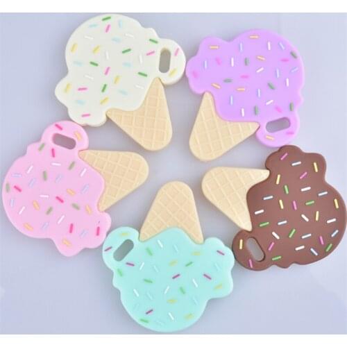 Ilicone Necklace Pendant Chewing Ice Cream Teether Toy Food Grade Silicone Baby Pacifier Chain Accessories Teether Teething Toy