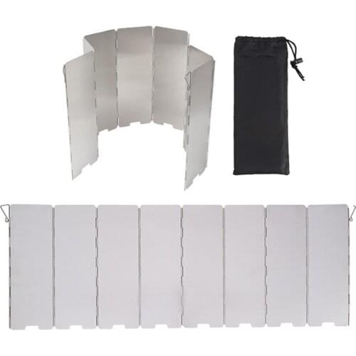 8 Plates Outdoor Windshield Folding Aluminum Alloy Stove Windscreen Strong Wind Shield Deflector Camping Stove Protection