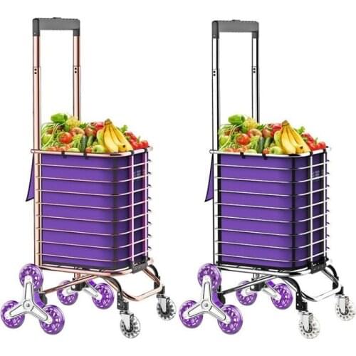Shopping cart buy food small cart trolley cart climbed folding portable pull cart trolley car home small trailer