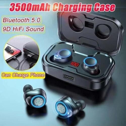 TWS Earphones Bluetooth 5.0 3500mAh Charging Box Wireless Headphone 9D Stereo Sports Waterproof Earbuds Headsets With Microphone