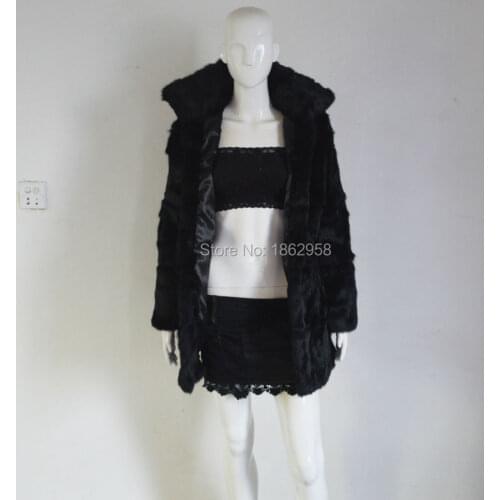 SJ062 Rabbit Fur High Collar Women Jacket America Hot Sale Women Overcoats 2019