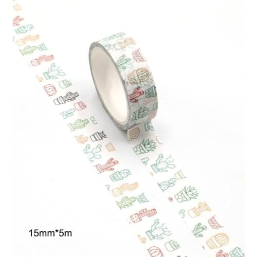1pcs Cactus Potted Plant Washi Tape Adhesive Paper Tape School Office Supplies DIY Scrapbooking Decorative Sticker Tape 5m