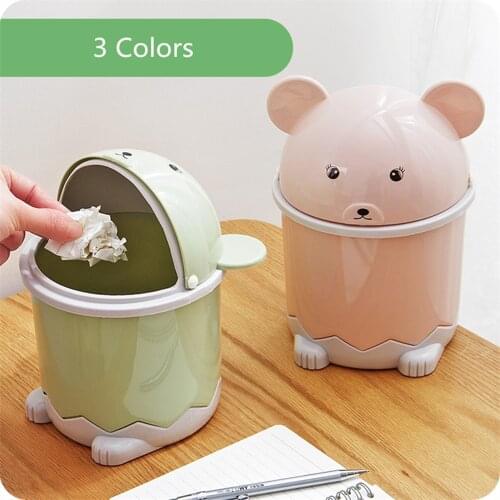 1PC Mini Creative Cute Desktop Trash Home Living Room Coffee Table with Lid Small Paper Basket Flip Plastic Trash Can