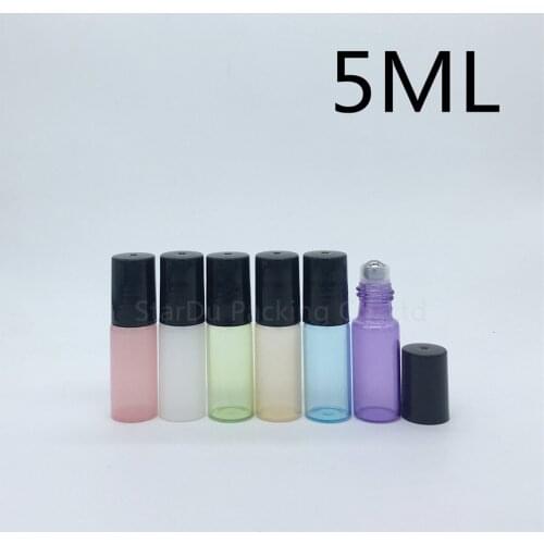 100pcs/lot 5ml colour roll on perfume bottle, 5ml essential oil rollon bottles, pearly-lustre glass roller container