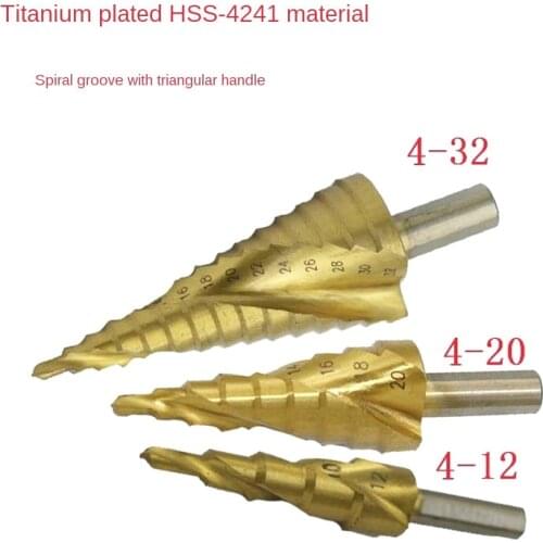 3PC Trigonal handle Spiral Grooved Step Cone Drill Bits Sets Core Drill Bit Drilling Taper Point Drill Bits 4-12mm/4-20mm/4-32mm