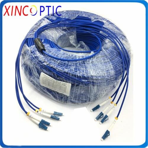 4Core SM G652D Blue PVC Jacket 4.0mm LC/UPC-LC/UPC 50/100/200/250/300M Single Mode Armored Fiber Optic Patch Cord Cable Jumper
