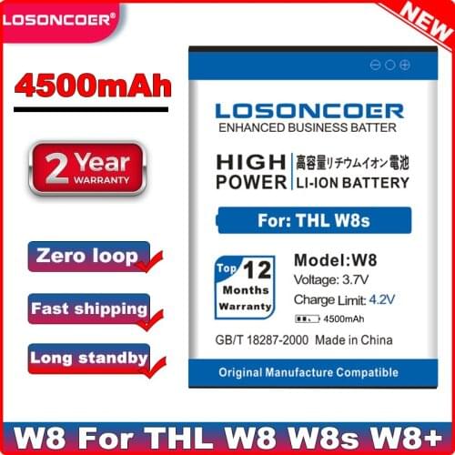 LOSONCOER 4500mAh THL W8s W8+ W8 Battery for THL W8s W8+ W8 Phone