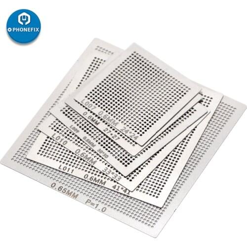 BGA Reballing Stencil Universal Kit High Quality 18pcs 0.3/0.35/0.5/0.55/0.6/0.76mm Reballing Net for Phone IC Soldering Repair
