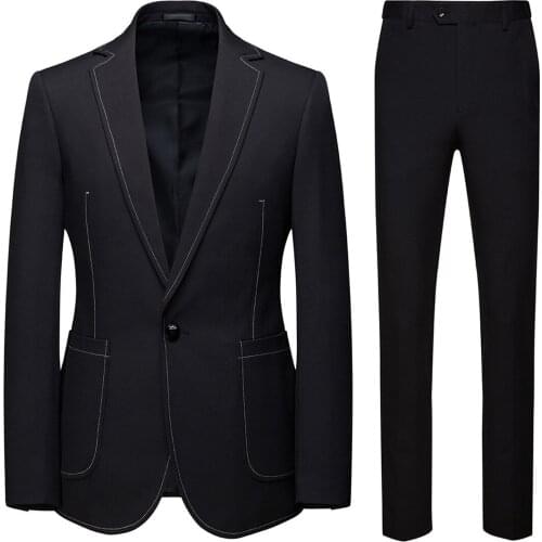 Black Blazer With Pants Mans Suits For Wedding Business Suits Groom Suits Two Pieces Evening Dress Wedding Dress(Jacket+Pants)