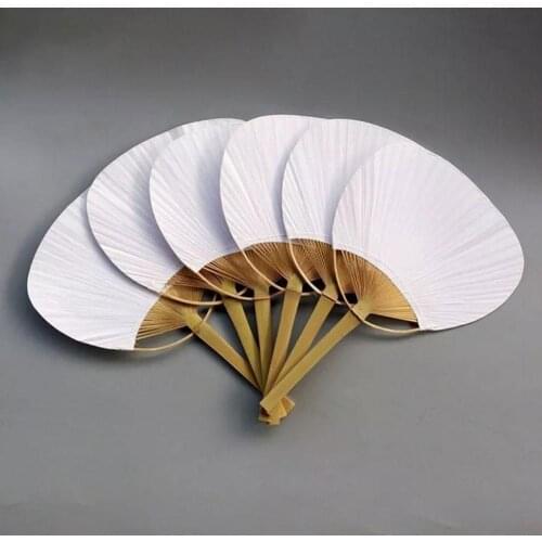 Pure White Bamboo Handle Blank Hand Fan Calligraphy Painting Blank Group Fan White Fan Summer