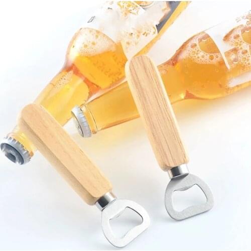 Wood Handle Beer Bottle Opener Portable Handheld Bottle Opener Drink Soda Glass Bottle Openers Kitchen Gadget Tools