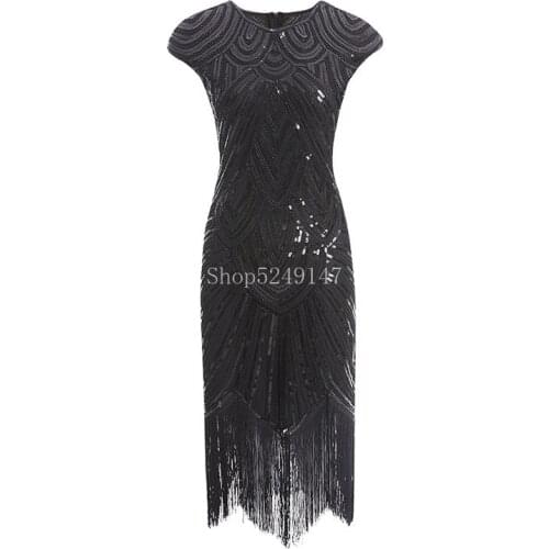 Women 1920s Diamond Sequined Fringed Great Gatsby Flapper Dress Retro Tassels Party Ukraine Vestido Plus Size XS-3XL