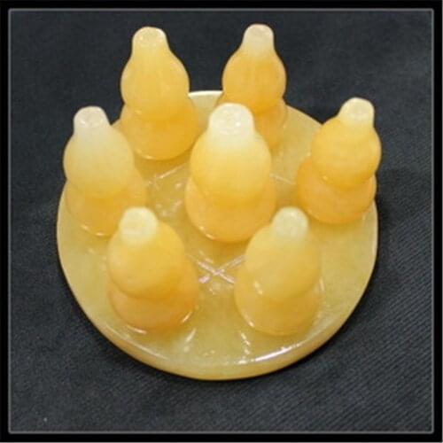 Feng shui seven star array natural topaz crystal gourd + board base decoration