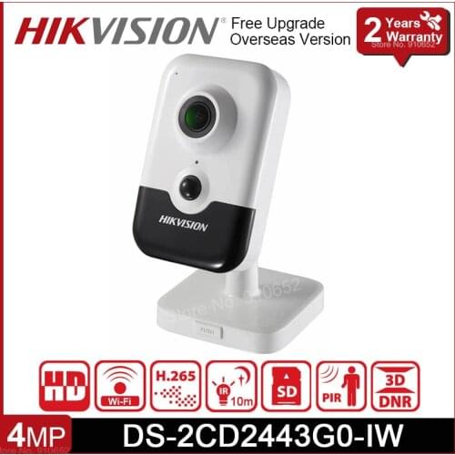 HIkvision DS-2CD2443G0-IW 4MP IR Fixed Cube Network Camera POE H.265+ SD Card Slot IR 10m Mini Wifi IP Camera For Home Security