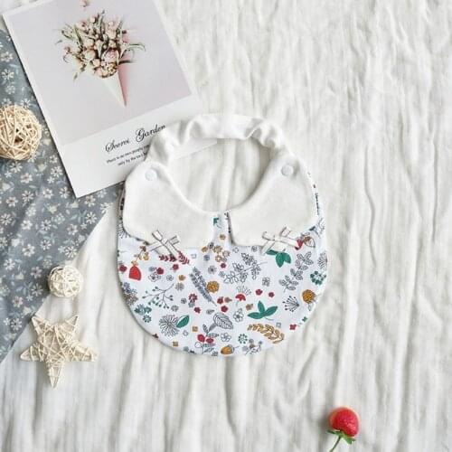 Baby Cotton Flower Print Doll Collar Bib Newborn Feeding Saliva Towel Burp Cloth 69HE