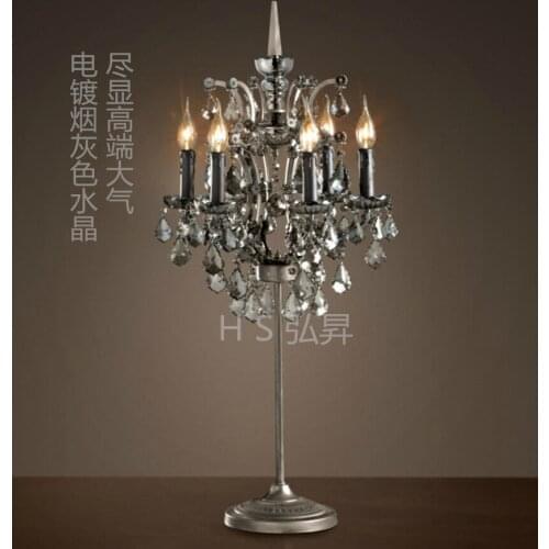 RH loft American style retro industrial iron crystal table lamp for bedroom dining room lamp E14 110-240V