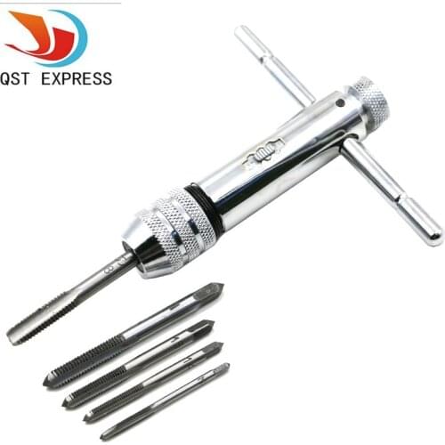 Best Promotion Adjustable M5-M12 3-8mm T-Handle Ratchet Tap Wrench Machinist Tool Reversion With Screw Tap Tool