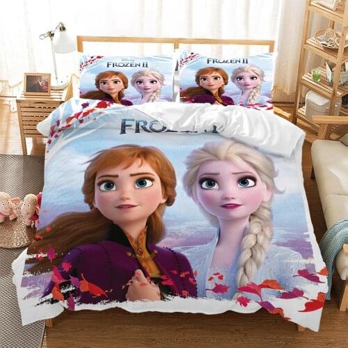 Disney 3 Pcs Frozen2 Anna Elsa Princess Bedding Set Queen King Size Bed Set Children Girl Adult Duvet Cover Comforter Bed Sets