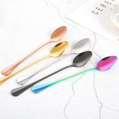 Colorful Spoon Stainless Steel Tea Spoon Long Handle Coffee Spoon Kitchen Accessories Dessert Coffee Tea Scoop LX9199