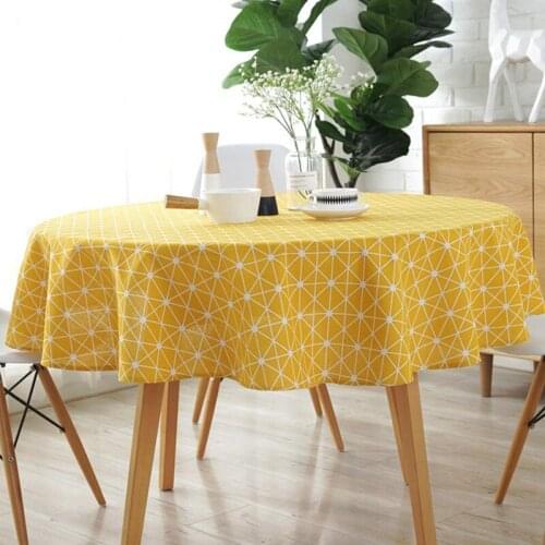 Nordic Style Round Tablecloth Simple Waterproof Restaurant Household Round Table Cloth Printing Plaid Table Cover Home Decor